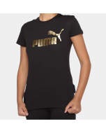 Camiseta Puma Essential Metalic Logo Tee - Feminino - Preto Ouro